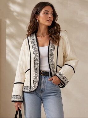 Zara embroidered padded jacket